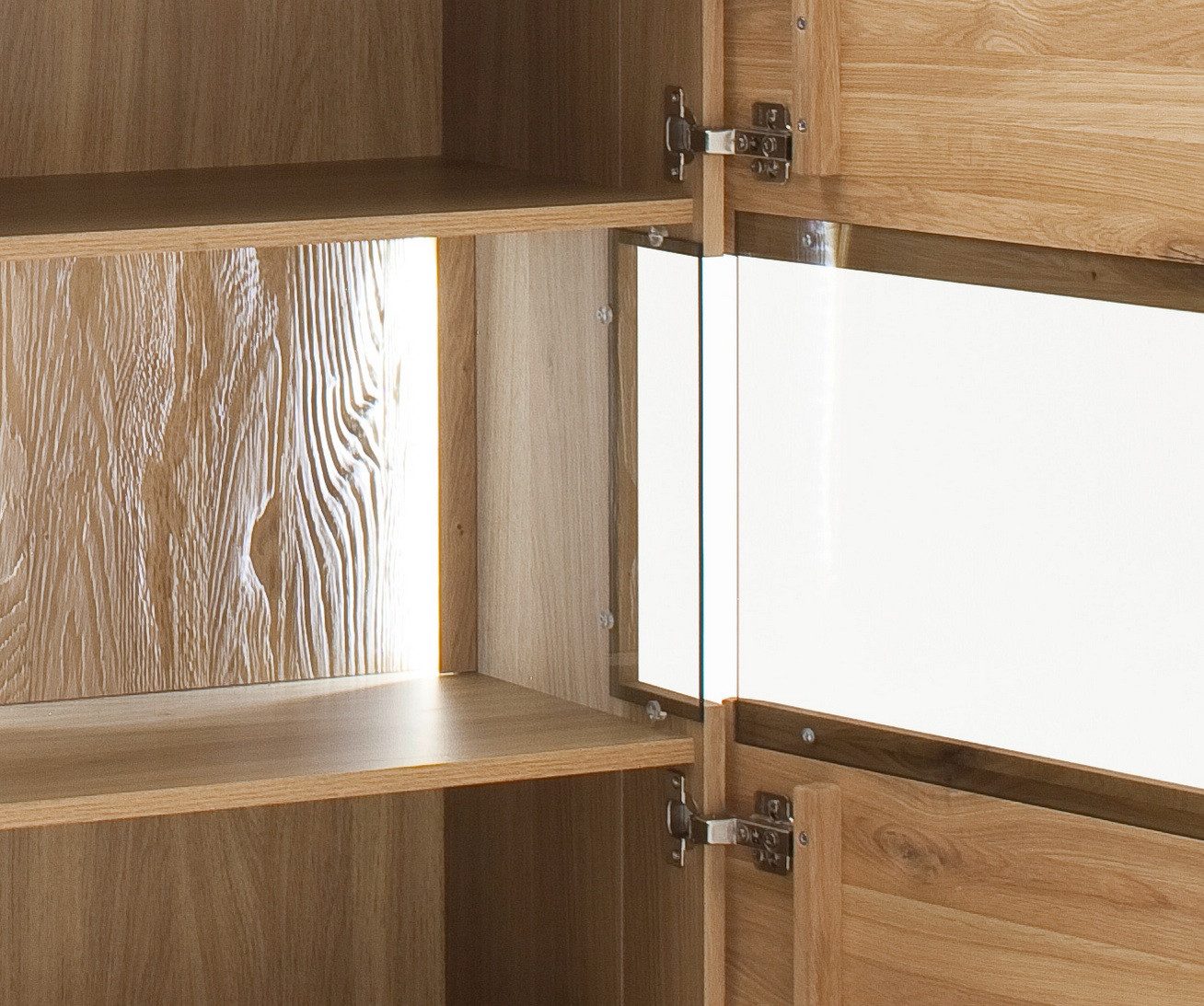 Empinio24 Highboard Santa Fe, Breite 150 cm, Eiche teilmassiv bianco, mit 3 Türen