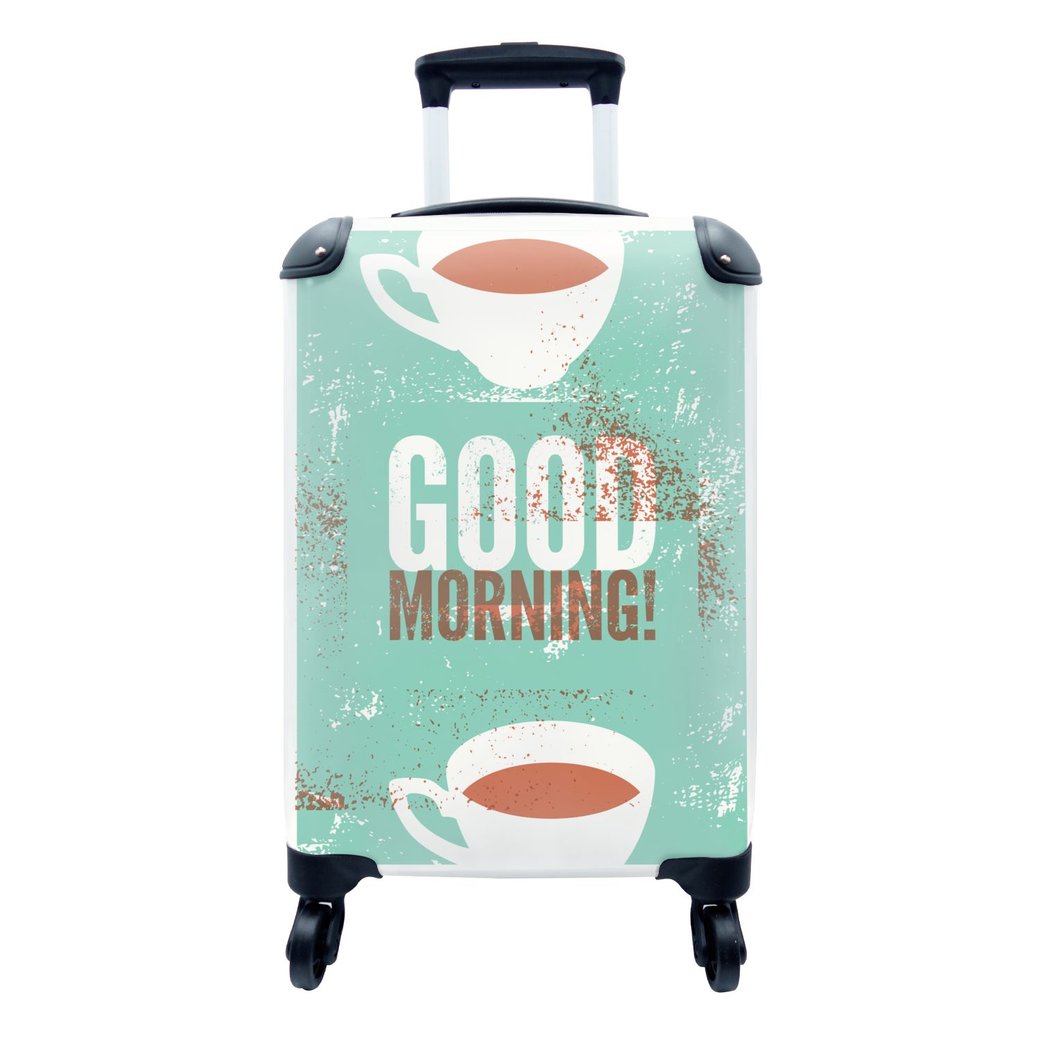 MuchoWow Handgepäckkoffer Kaffee - Vintage - Zitate - Sprüche - Guten Morgen!, 4 Rollen, Reisetasche mit rollen, Handgepäck für Ferien, Trolley, Reisekoffer