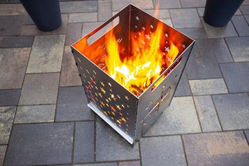 tuning-art Feuerkorb FK04-W Feuertonne Feuerschale Grill-Set mit Grillplatte Feuerplatte
