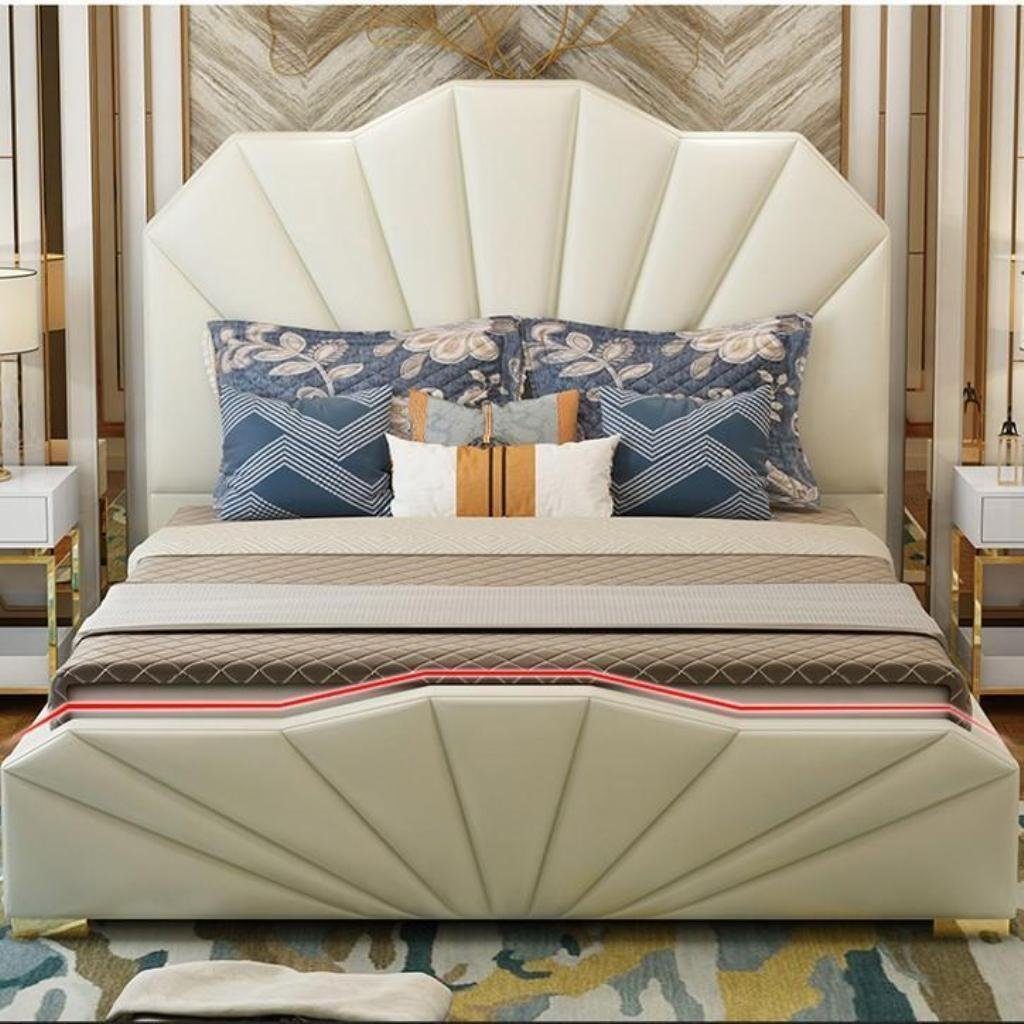 JVmoebel Bett Design (1-tlg., 1x Schlafzimmer Made Einrichtung Betten Bett Doppel Couchtische), in Hotel Leder Möbel Bett Europa ohne