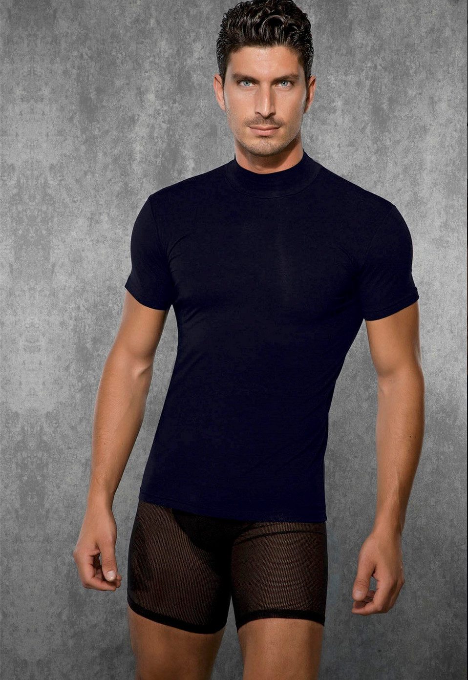 T-Shirt Herren Slim Fit T-Shirt mit Stehkragen 2730
