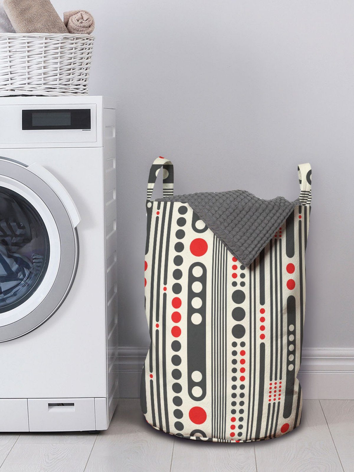 Abakuhaus Wäschesäckchen Griffen Kordelzugverschluss mit Stripes Waschsalons, für Modern Minimal Wäschekorb Kreise