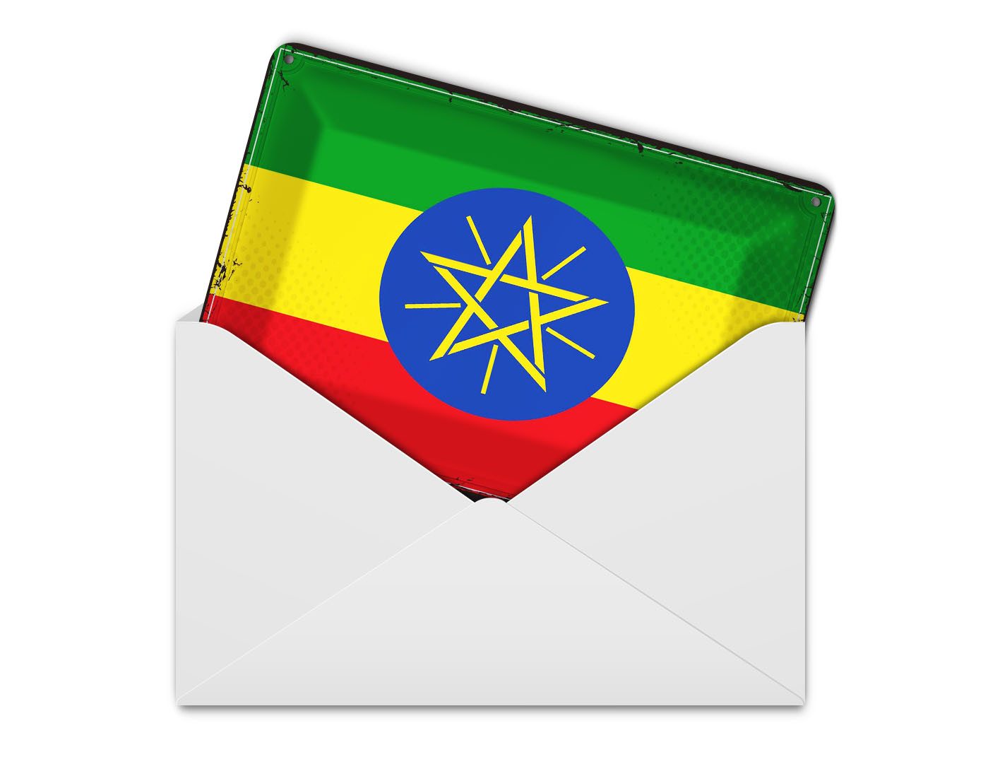 Femer GmbH Postkarte Flagge Äthiopiens 14x10 cm Retro Flag Ethiopia, unfrankiert