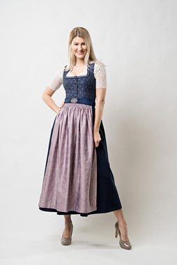 Nübler Dirndl Damen Dirndl lang ANNE 2 teiliges Set aus Damen Dirndl und Schürze, moderne Tracht im Original bayerischen Stil