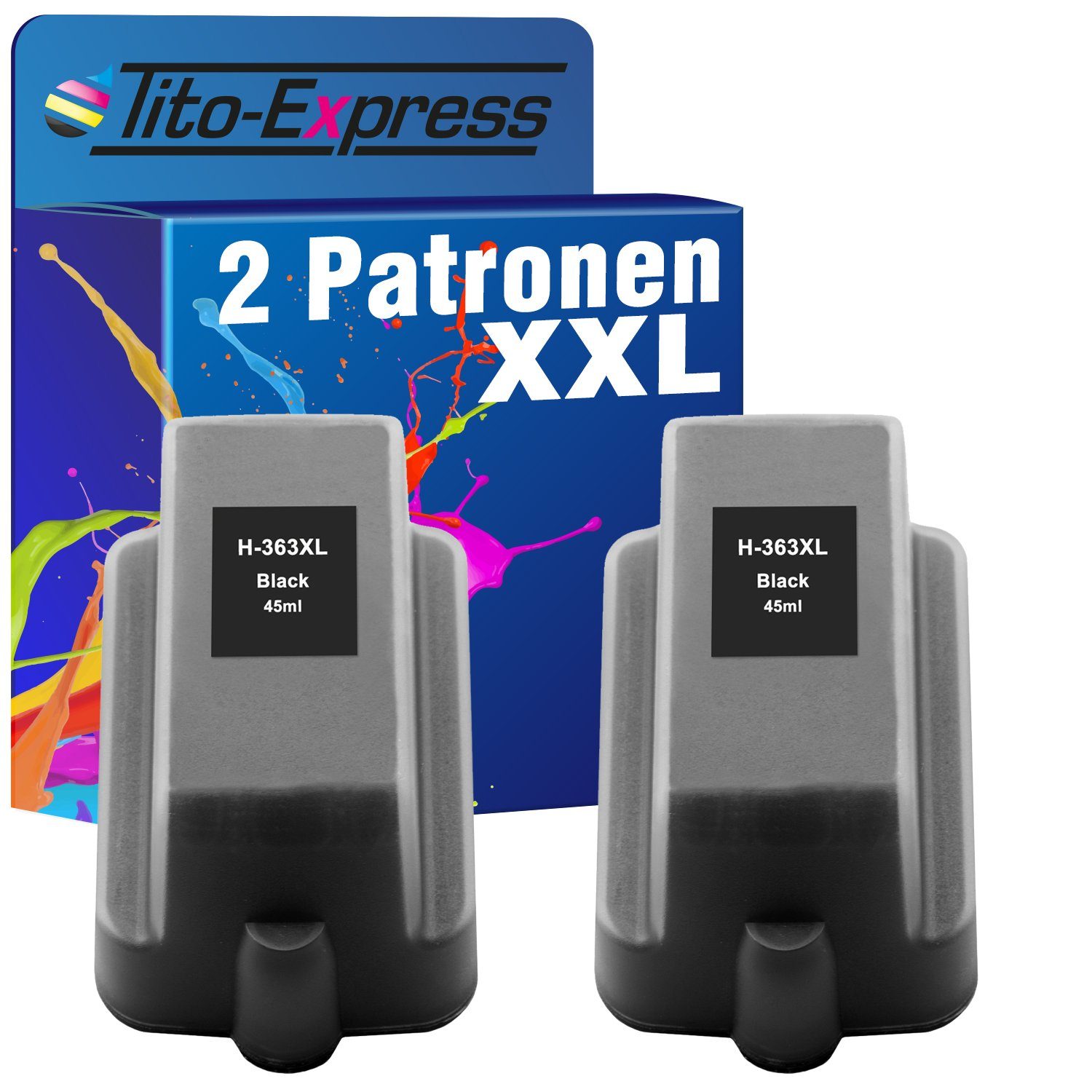 Tito-Express 2er Set ersetzt HP 363 XL 363XL Black Tintenpatrone (Doppelpack, für Photosmart 8250 C5150 C5180 C6180 C6280 C7180 C7280 C8180 D6160)
