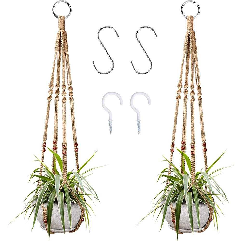 Blumenampel 2 Stück Makramee Blumenampel Boho Deko Baumwollseil Hängeampel