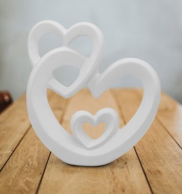 Feinknick Dekofigur Harmonisches Herz zur Dekoration aus Keramik, Dekoherz 23cm groß in Weiß