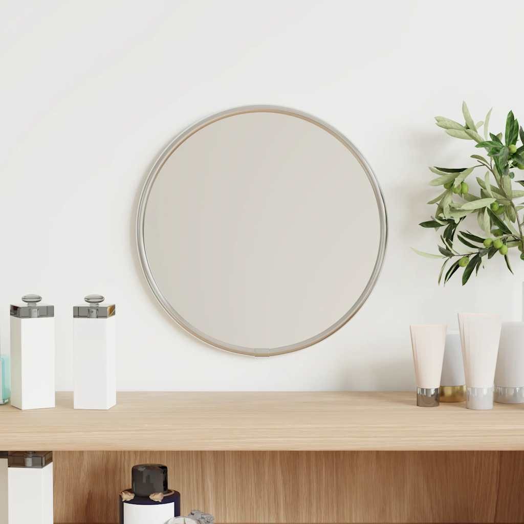 furnicato Wandspiegel Silber 20 cm Durchmesser mit Glas und PVC-Rahmen (1-St), Klares Glasbild für Badezimmer mit stabiler 4 mm Glasstärke