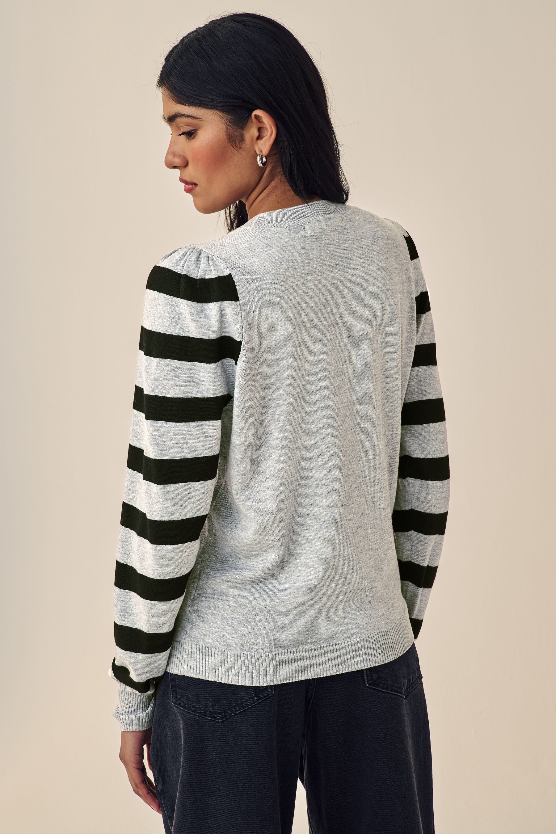 Next Rundhalspullover Langärmeliger Rundhalspullover mit Muster günstig online kaufen
