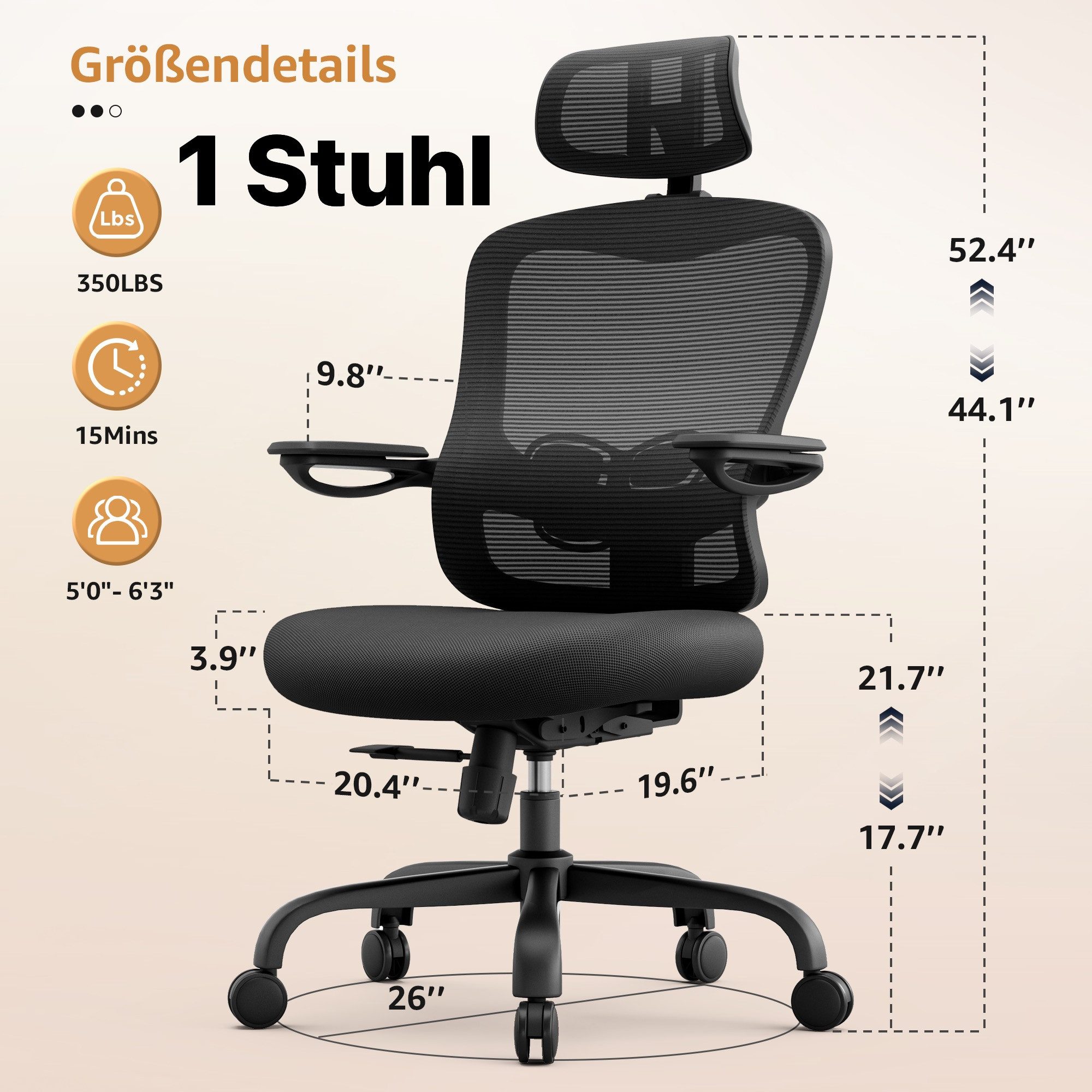 LANDOMIA Drehstuhl Arbeitsstühle Ergonomischer Büro-Schreibtischstuhl Chefsessel