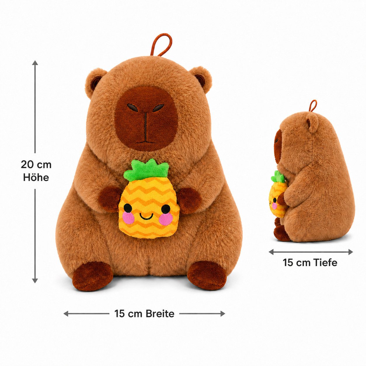 soma Kuscheltier Capybara Plüschtier 20cm Frucht Ananas Kuscheltier Kind Geschenk (Set, 1-St., Geschenk-Set), Detailreiches Design mit kompakter Form und Aufhängeschlaufe
