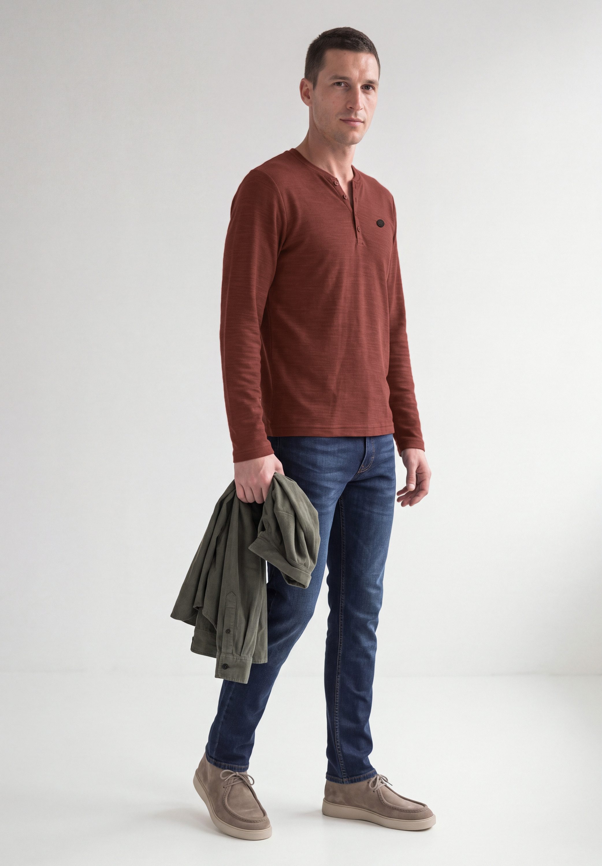 STREET ONE MEN Langarmshirt in Unifarbe – Bild 3 von 5