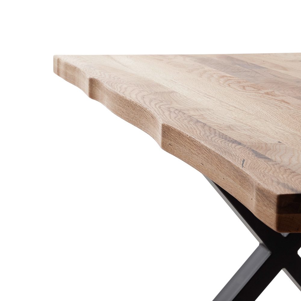 Lomadox Sitzbank PARACATU-06, Massivholz, U-Gestell, Baumkantenoptik, Eiche geölt, 160x40cm