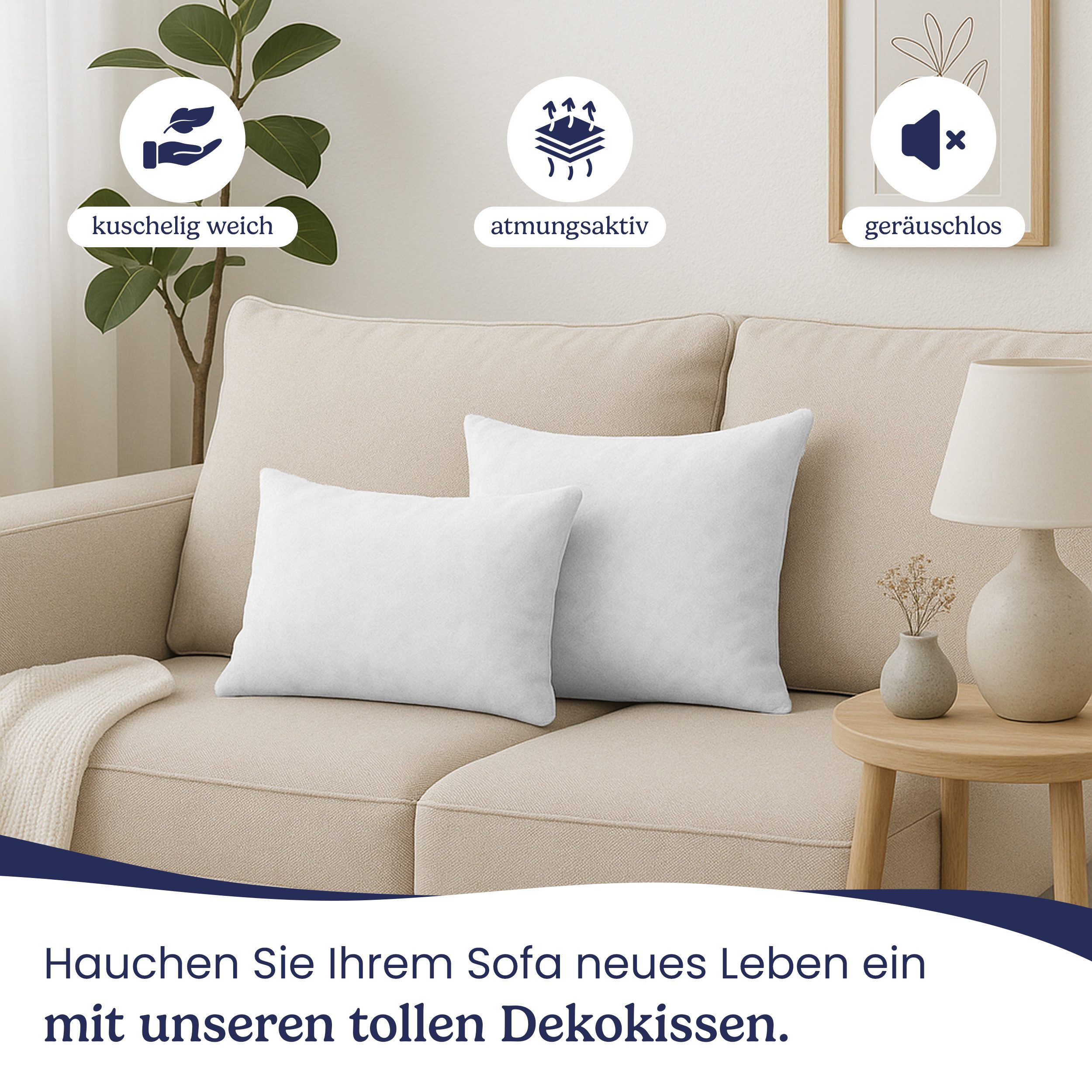 Gentle North Microfaserkissen 4er-Set Kopfkissen – Deko- & Füllkissen, weich und waschbar bis 40°C