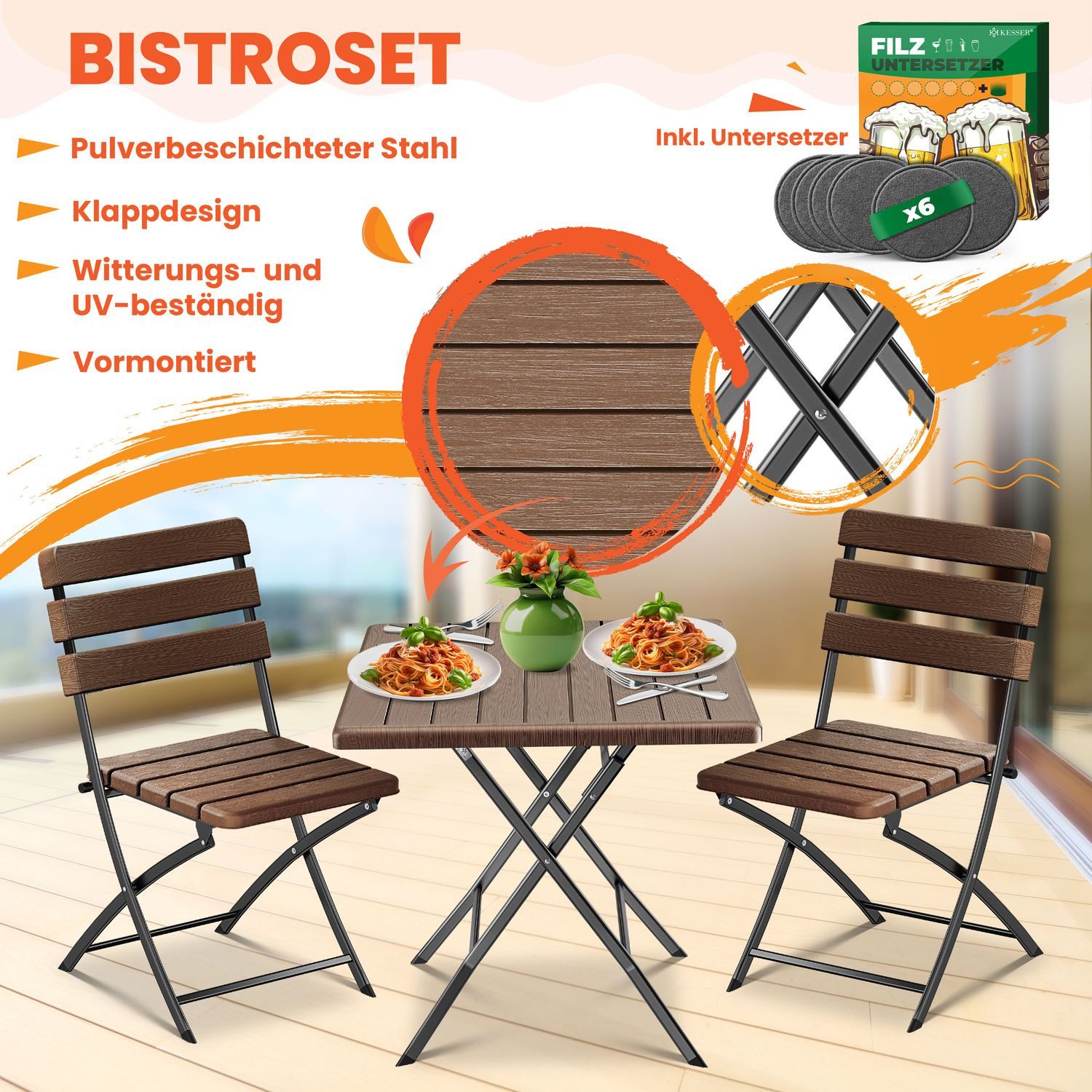 KESSER Bistrotisch 3-teiliges Bistroset (3-St., 1x günstig online kaufen