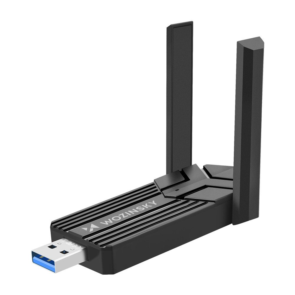 Wozinsky WLAN-Stick Netzwerkempfänger Signalverstärker Adapter USB-A, WiFi 6, Dualband, 1800 Mbit/s, WPA3, USB 3.0