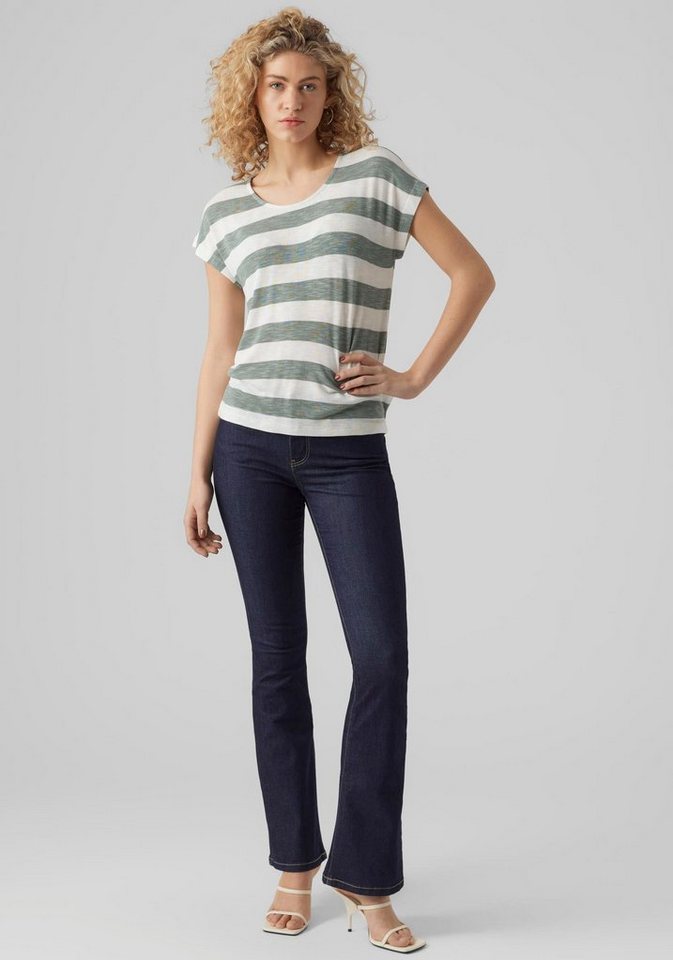 Vero Moda Kurzarmshirt VMWIDE STRIPE S/L TOP GA JRS NOOS, Weich fließende  und elastische Jerseyqualität