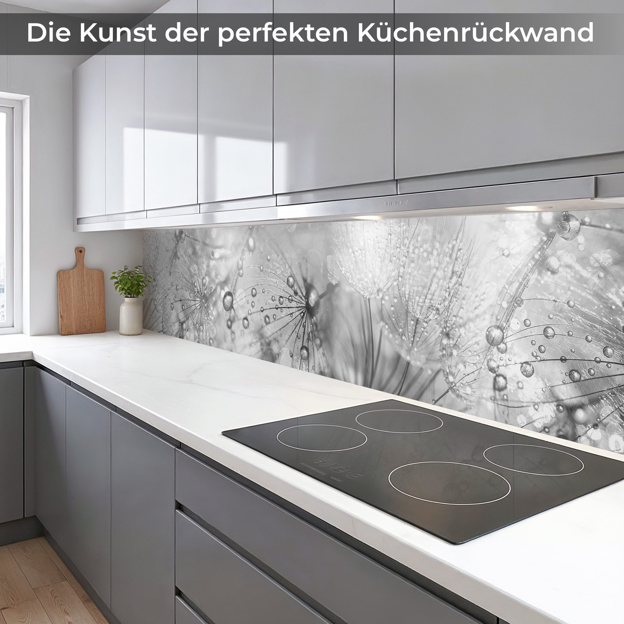 Rodnik Küchenrückwand Pusteblumen, monolithische ABS-Platte mit Direktdruck, formstabil und langlebig