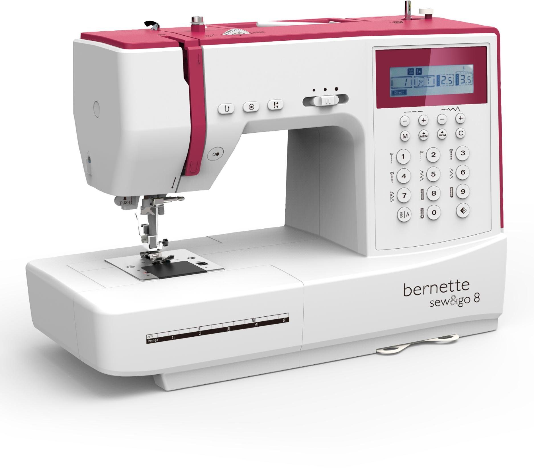Bernette Computer-Nähmaschine sew&go 8, 197 Programme, - einstellbare Stichlänge, Stichbreite, Einfädelautomatik, Nadelstopp