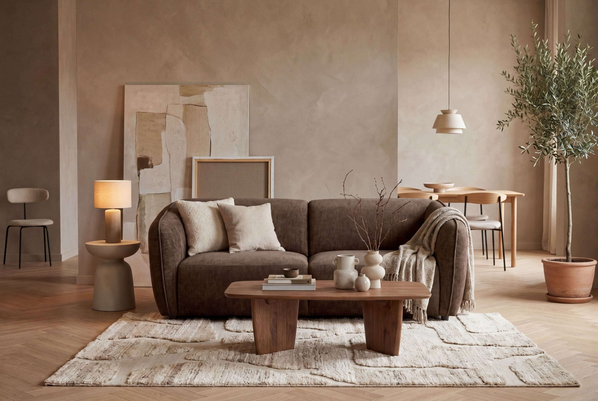 OTTO home 3-Sitzer OSTRUP, Naturtöne, Boucle oder Chenille, Breite 221 cm, organische Form mit sanften Rundungen