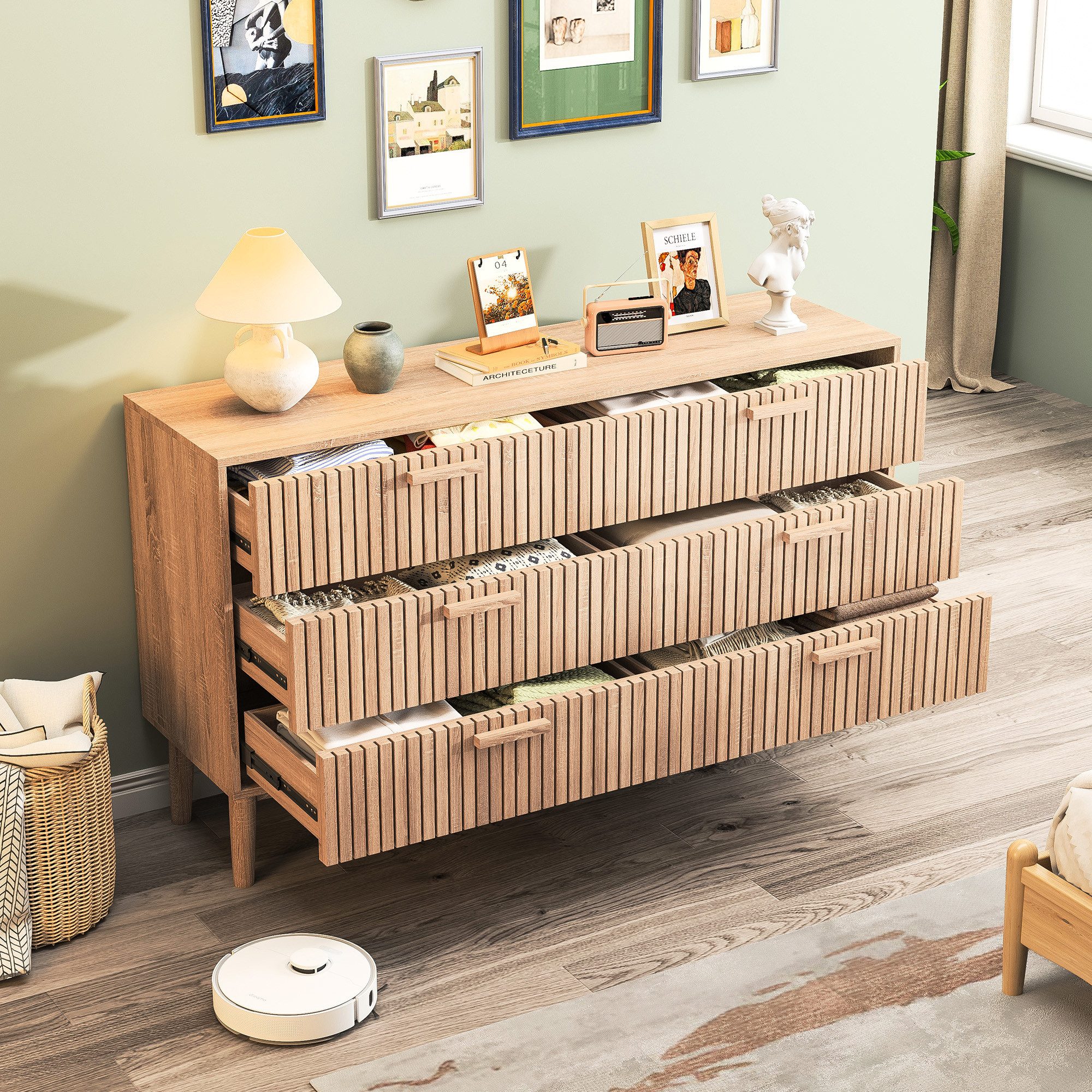 Furnishings Home Sideboard Kommode Schrank Anrichte 6 Schubladen (1 St., 100x73x34 cm), Küchenschrank Mit Griff, vielseitig einsetzbar, Moderne