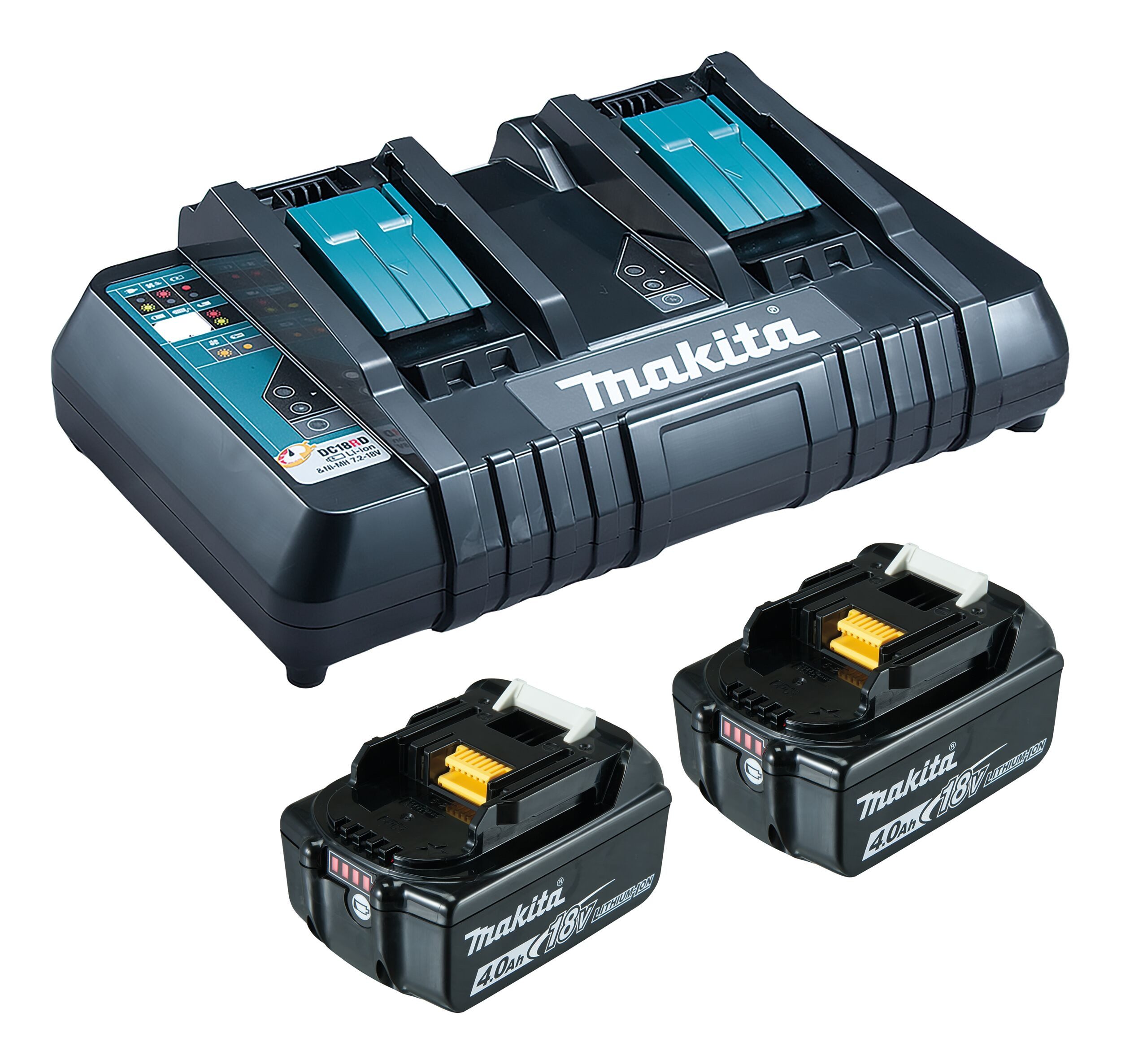 Makita Akku Starter-Set (18 V), Power Source-Kit 18V LXT, 18V, 2 x 4 Ah Li-Ion m. Doppel