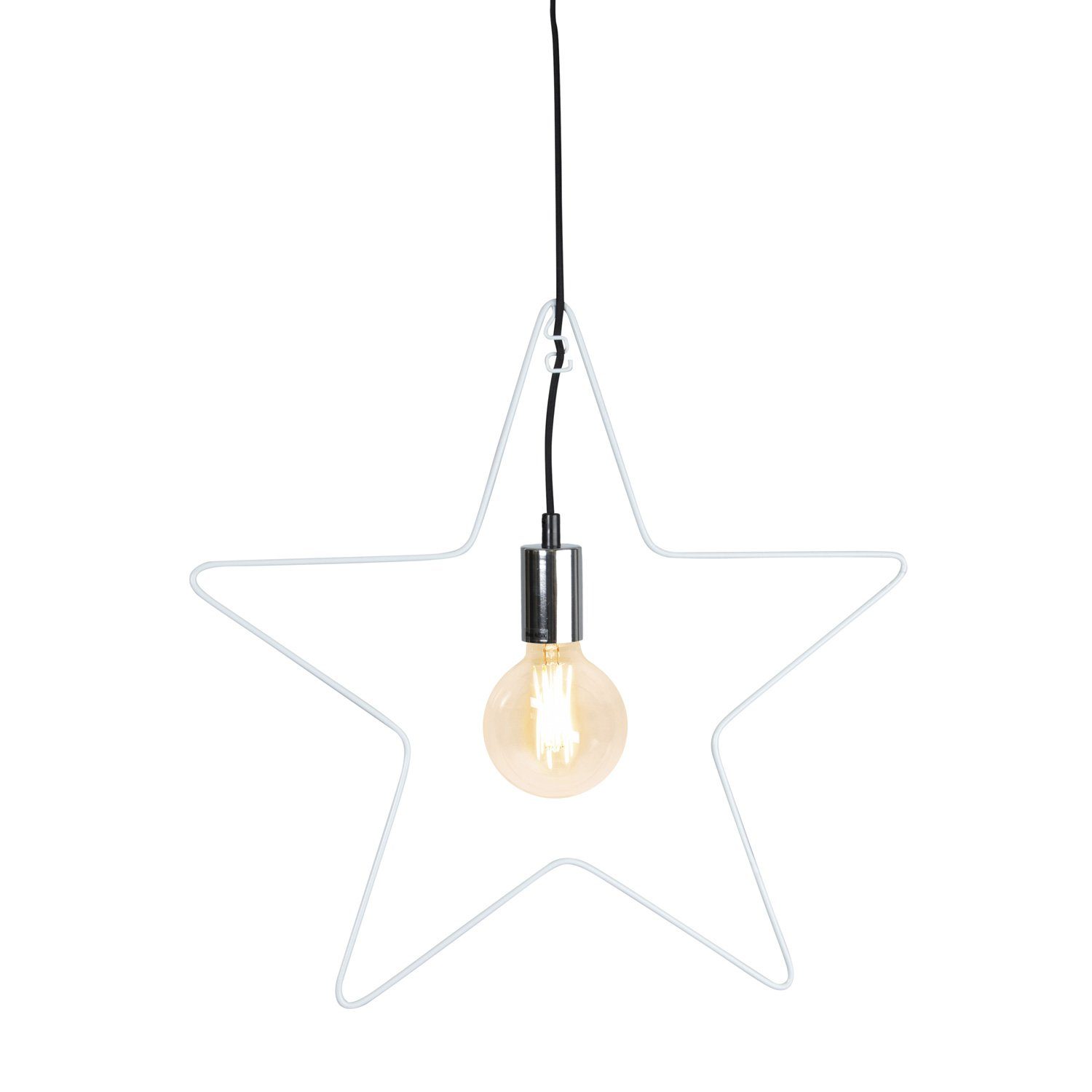 STAR TRADING LED Stern Hängestern Lampenhalterung Stern Dekoleuchte 5-zackig E27 50cm weiß
