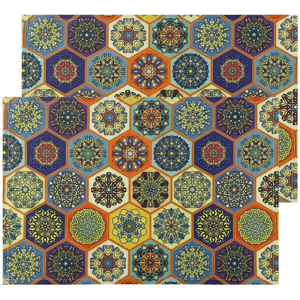 (2-St) Tischsets cm, Platzset, CLOTH Textil & matches21 Set Fliesen HOBBY, 45x30 2er Mosaik Muster HOME