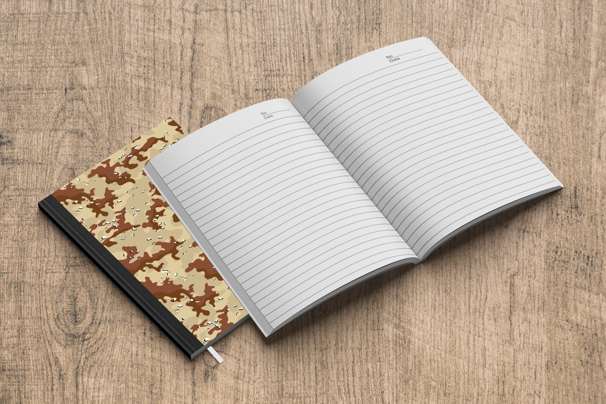 Camouflage Haushaltsbuch Notizheft, Notizbuch A5, Journal, MuchoWow Tagebuch, Muster, Seiten, 98 Wüste - - Merkzettel,