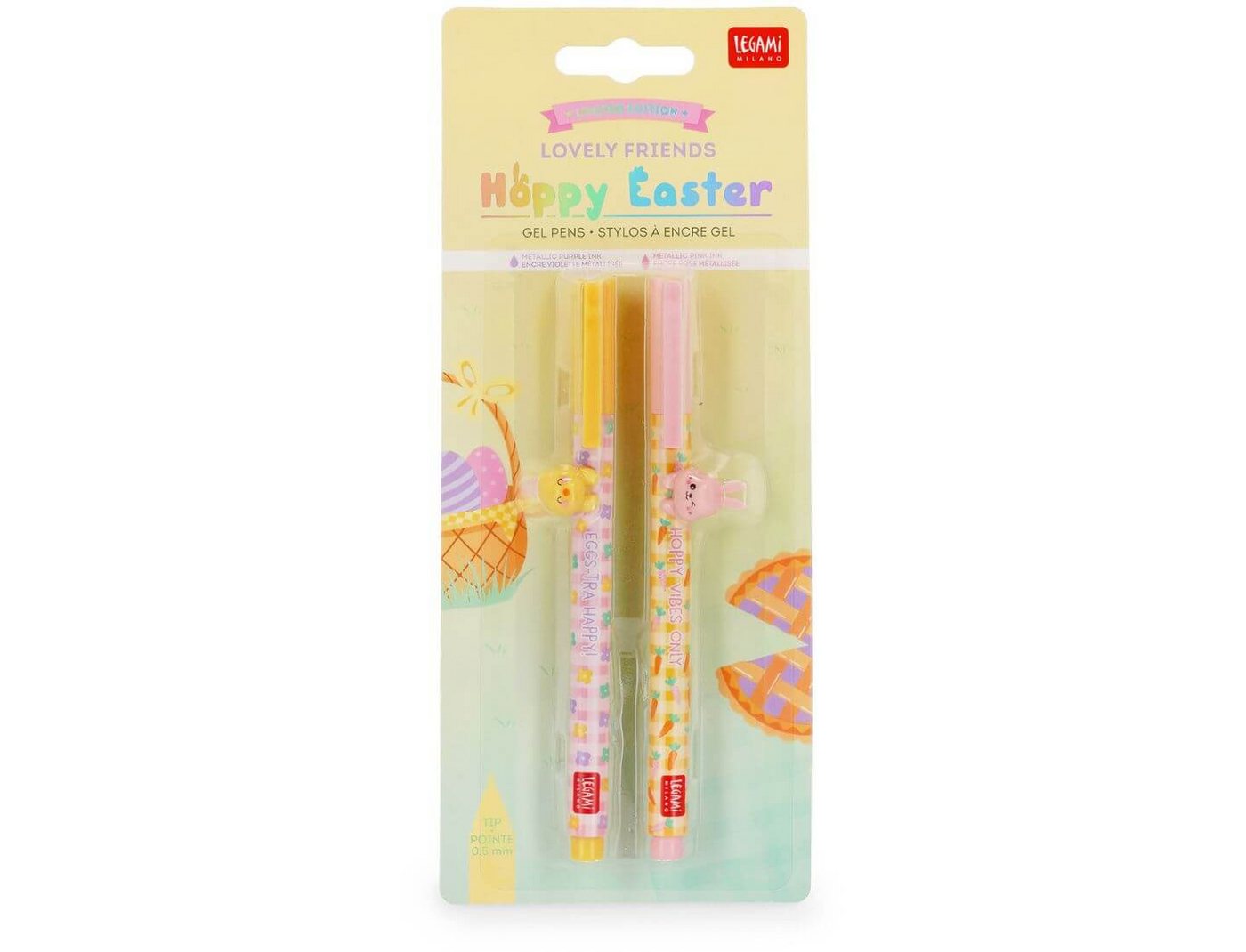 Legami Buntstift Set aus 2 Gelstiften mit Deko-Tierchen - Lovely Friends - Hoppy Easter