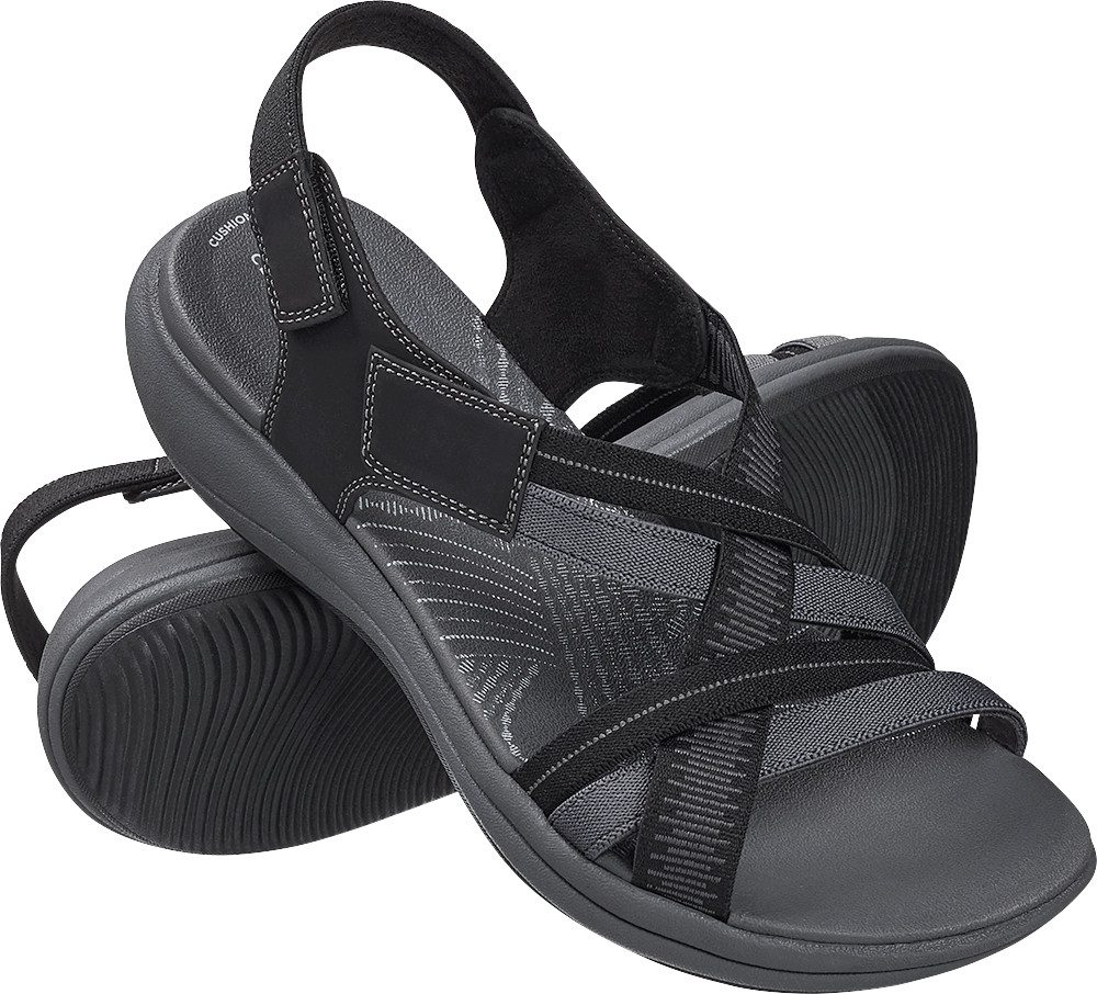 Clarks Sandale mit verstellbarem Klettverschluss und elastischen Riemchen günstig online kaufen