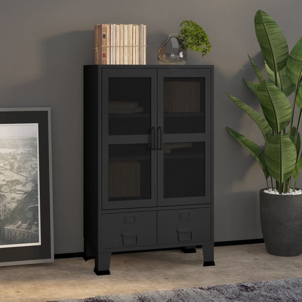 furnicato Spind Lagerschrank Industrial Schwarz 70x40x115 günstig online kaufen