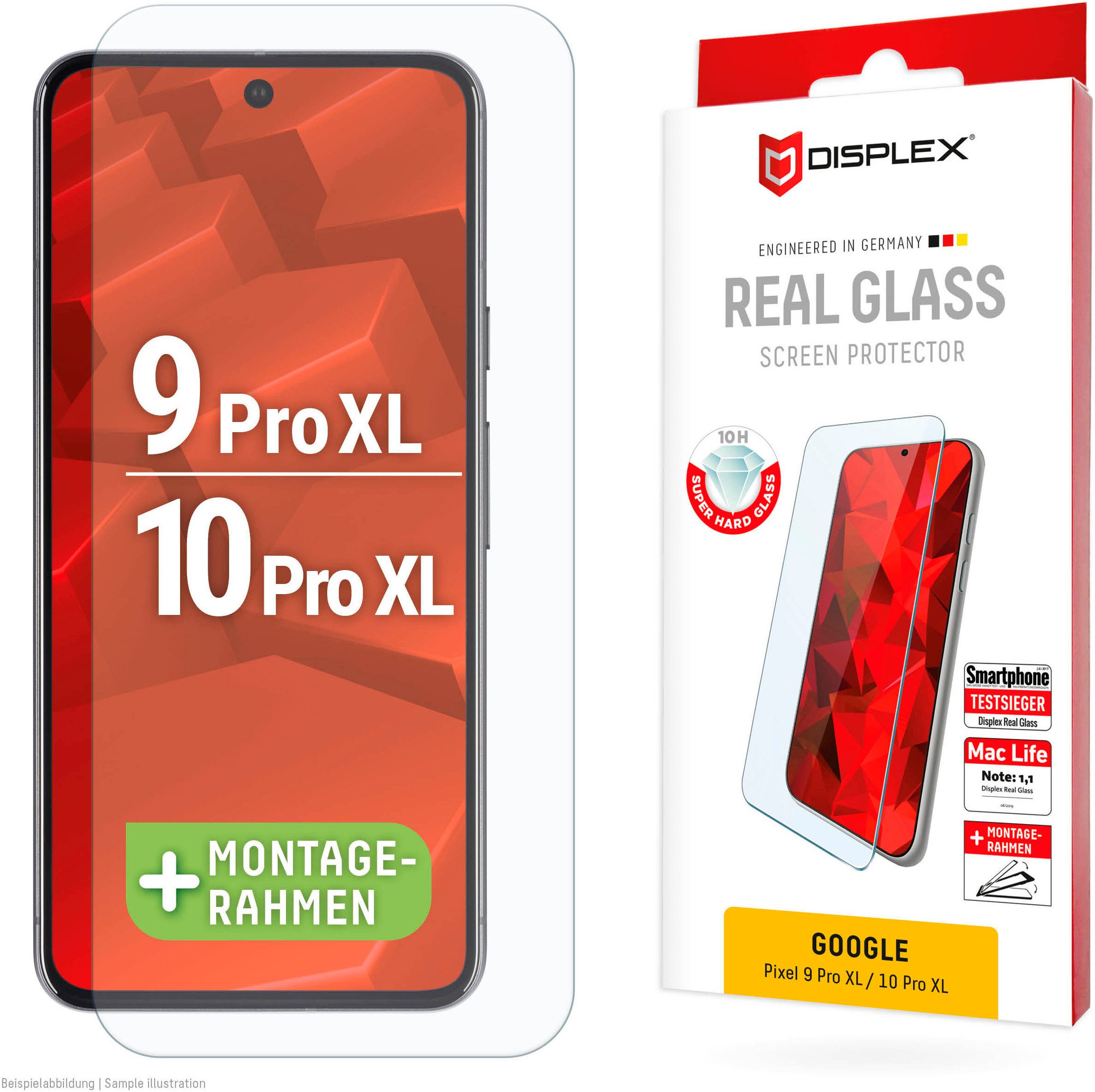 Displex Displayschutzglas Real Glass Screen Protection für Google Pixel 10 Pro XL, Google Pixel 9 Pro, Displayschutzfolie, Schutzfolie, Bildschirmschutz, kratz- & stoßfest