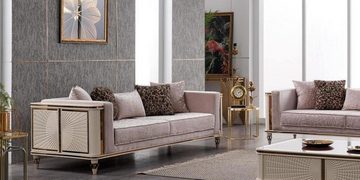 JVmoebel Wohnzimmer-Set Garnitur Sofagarnitur 3+3+1 Sitzer Sofa Couch Polster Stoff Set 2tlg, (3-St., 2x 3-Sitzer + 1x Sessel ohne Couchtisch), Made in Europa