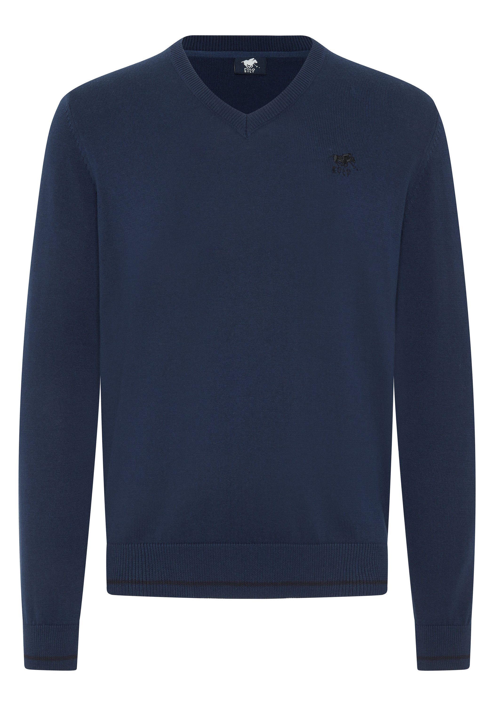Polo Sylt Strickpullover mit V-Neck und Stickerei günstig online kaufen