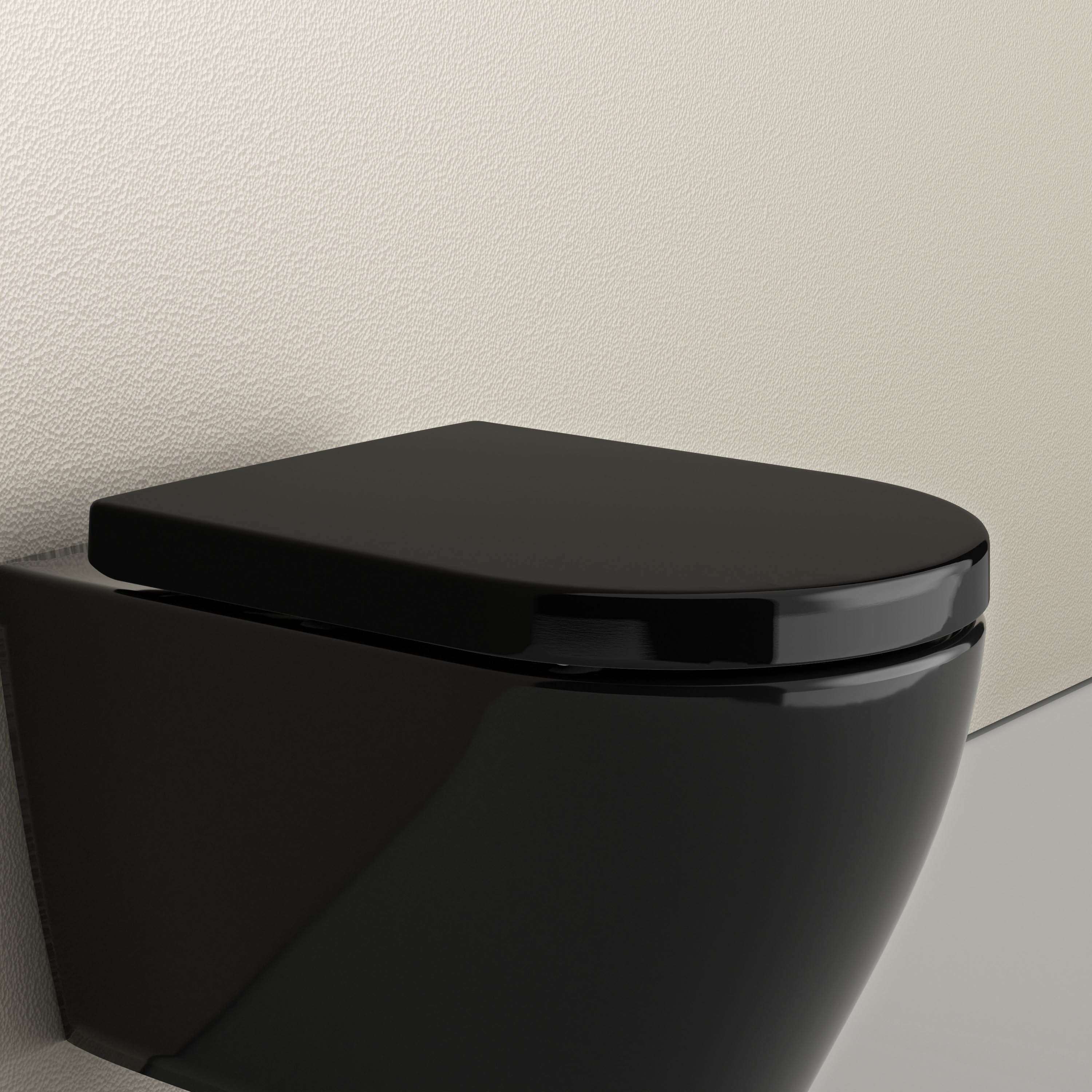 Bernstein WC-Sitz U1002, schwarz, mit Absenkautomatik, Take-Off-Funktion,  D-Form