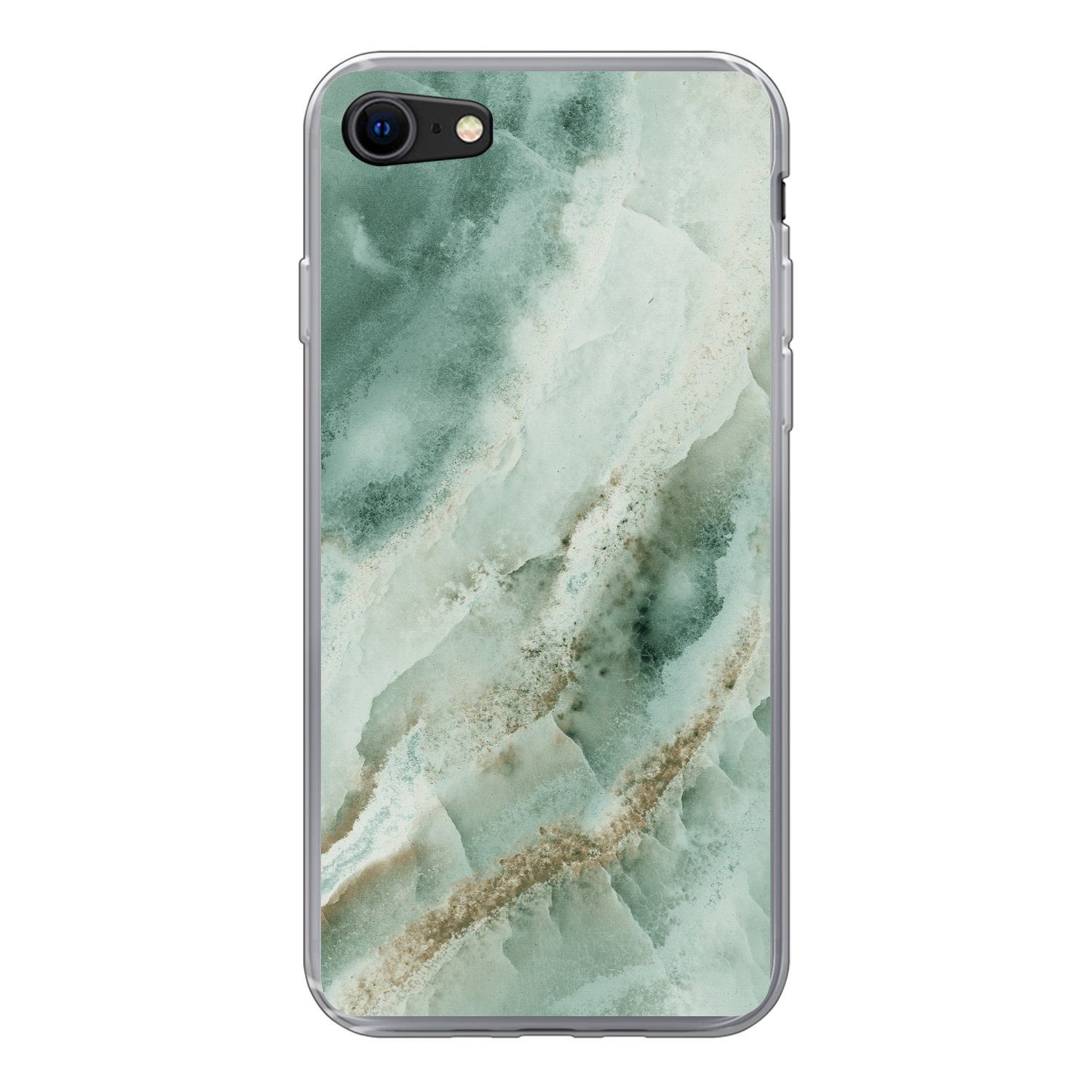 MuchoWow Handyhülle für Apple iPhone 8 Naturstein - Grün - Chic, Smartphone-Bumper, Print, Handy Schutzhülle Dünn