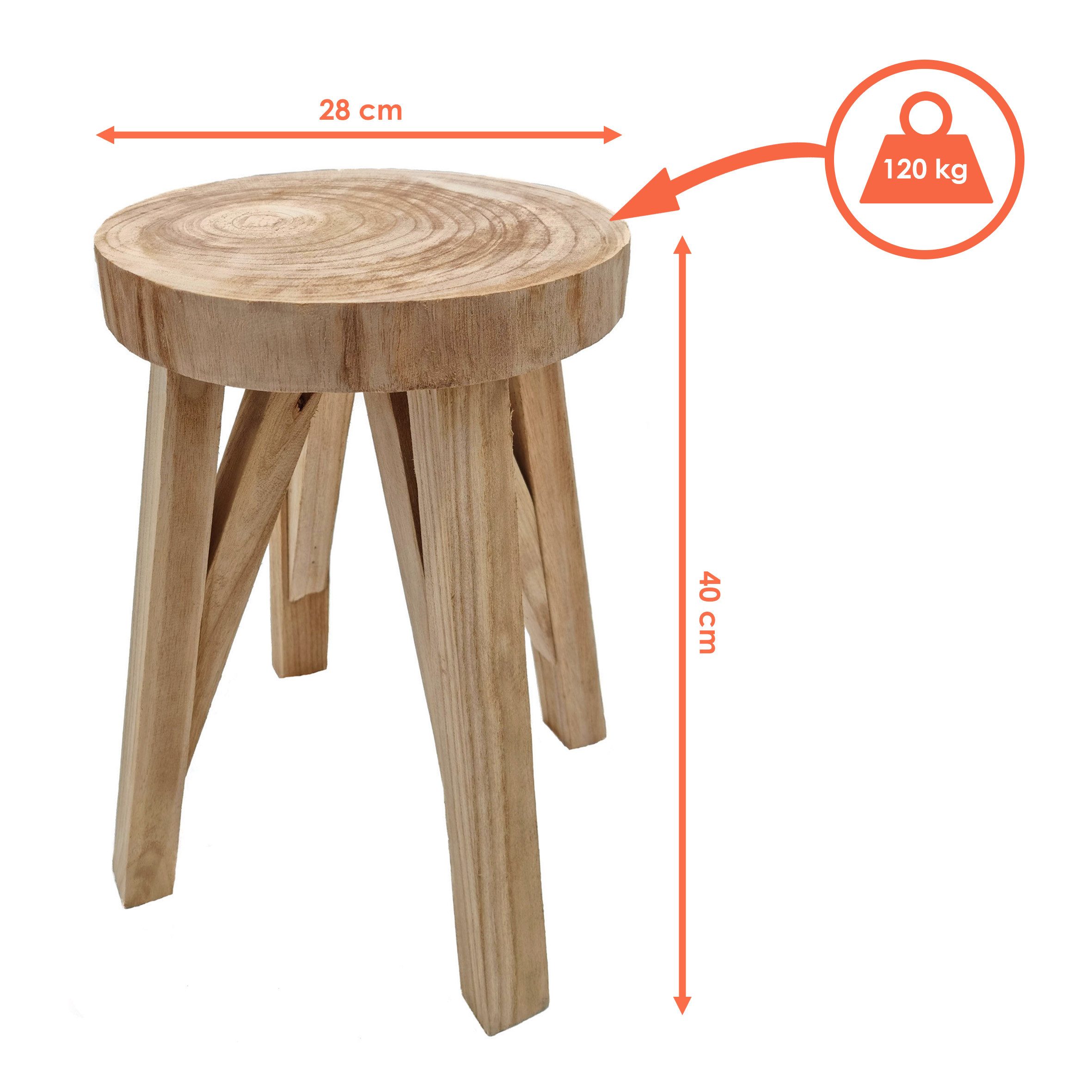 Spetebo Blumenhocker Massivholz Hocker natur - günstig online kaufen