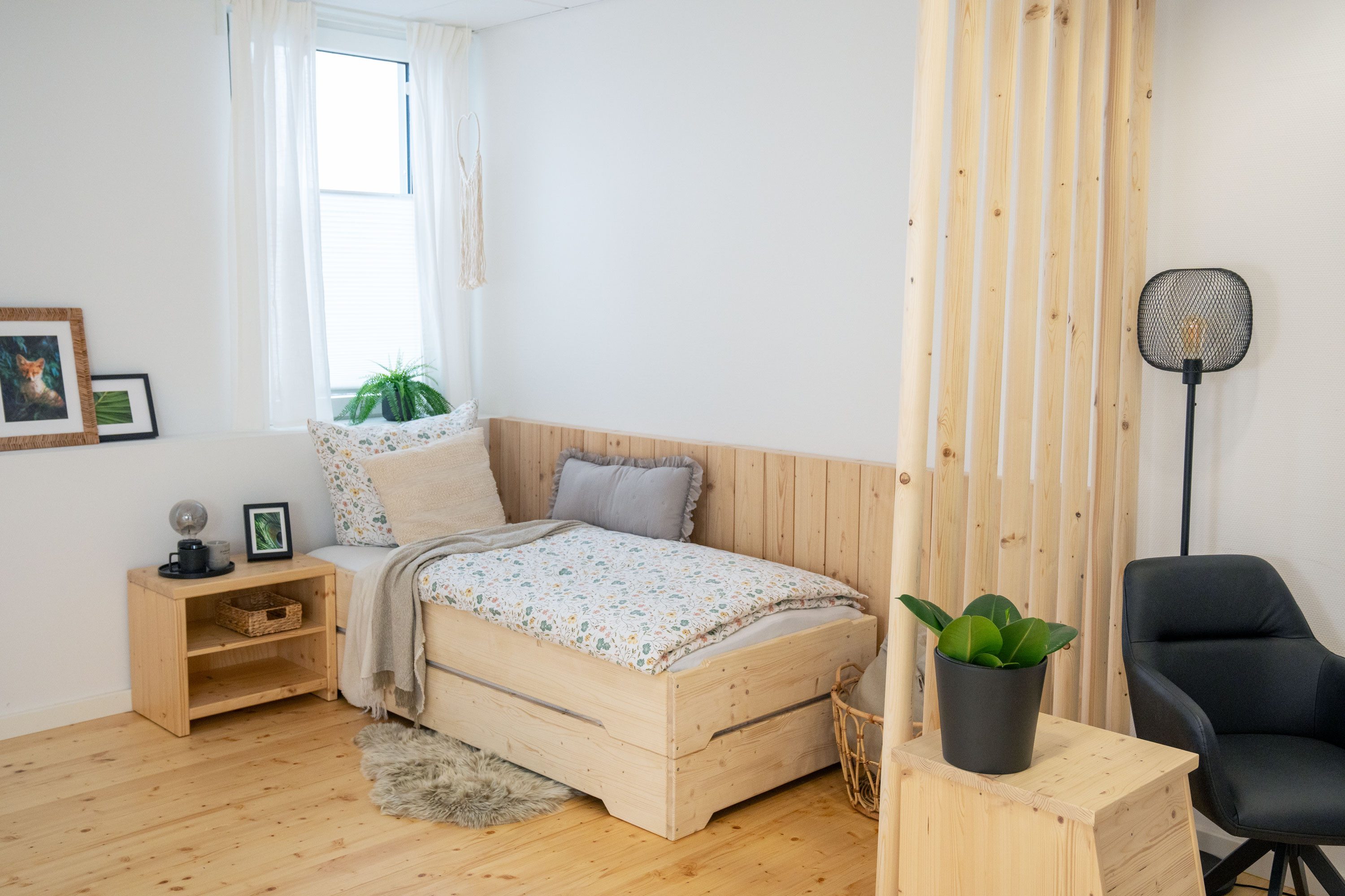 WOMONY Stapelbett / Stapelliege, Gästebett, 90 x 200 cm, Fichte Massivholz