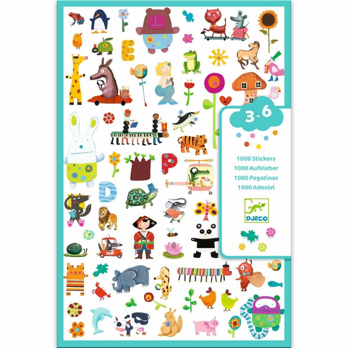 DJECO Stickerbuch Stickerbögen: 1000 Sticker für die Kleine