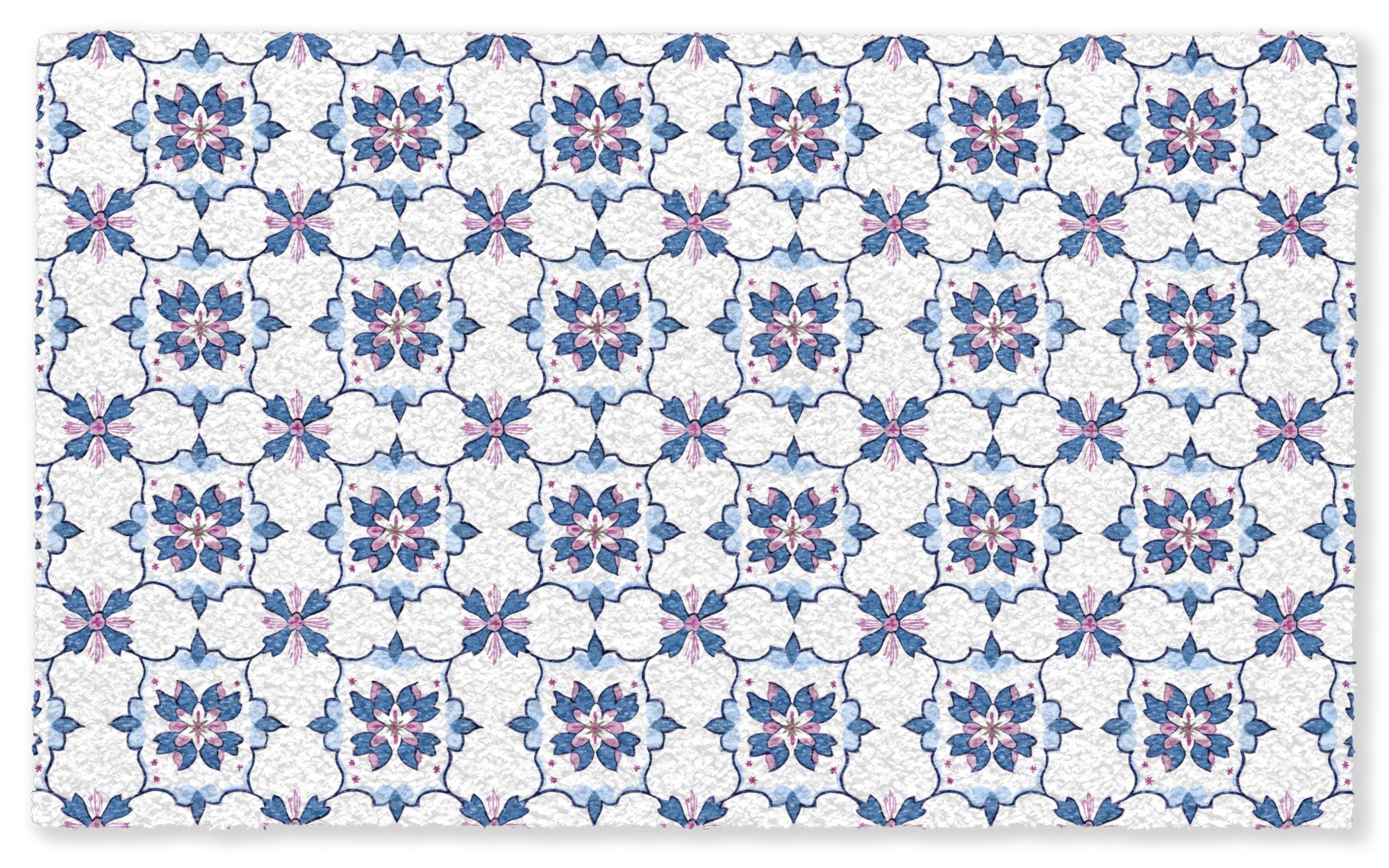MuchoWow Fußmatte Groß Modern - Muster - Blau - Rosa, Rechteckig, Sauberlaufmatte, Fußabtreter, Schmutzfänger 150x90 cm