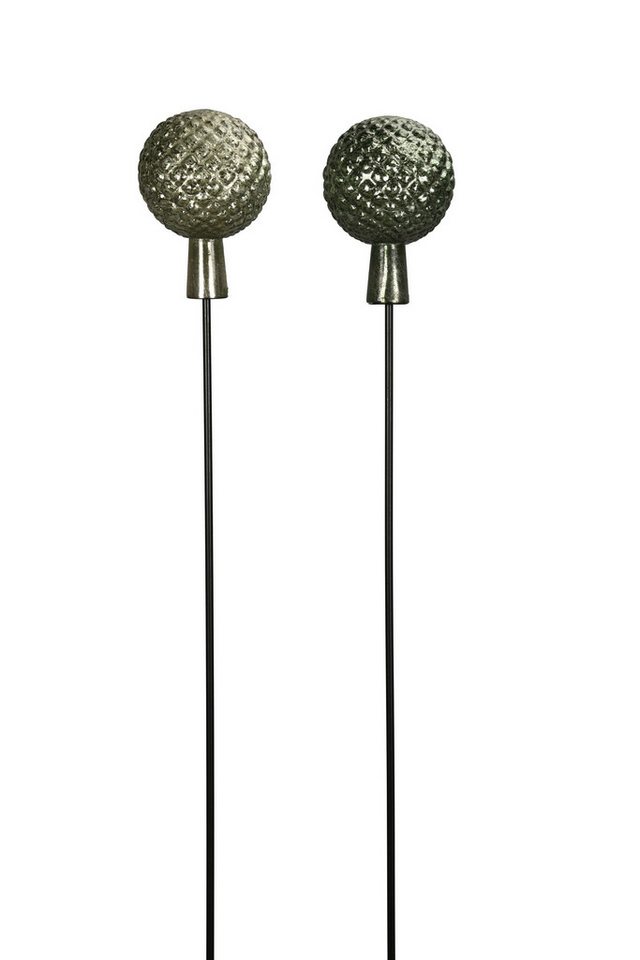 finehomegarden Gartenstecker Glaskugel grün Ø12cm+15cm Dekorative Kugel Glas Stecker Deko (2-St) 2farbig sortiert für Garten, Beet & Pflanzkübel 2Größen wählbar