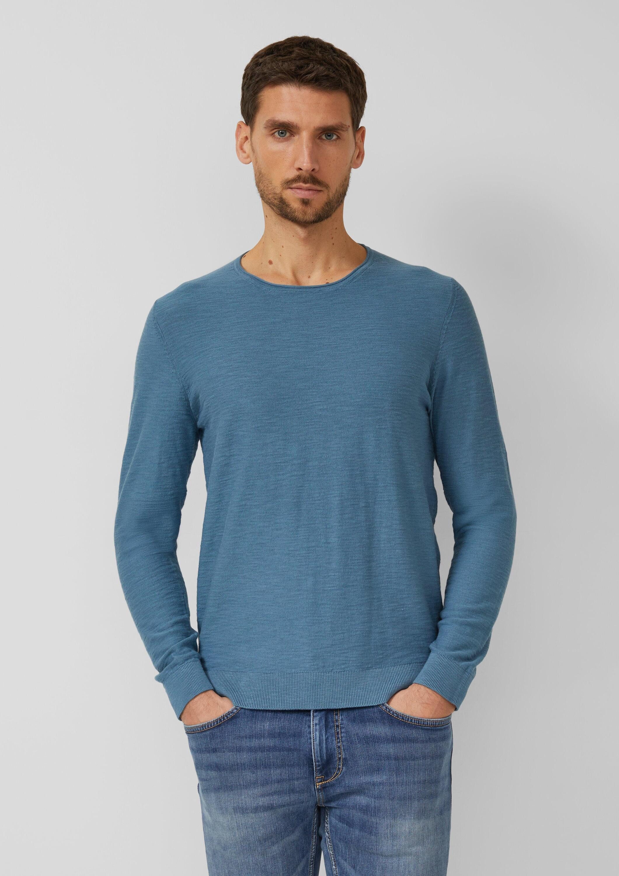 s.Oliver Longpullover Strickpullover Strickpullover mit Flammgarnstruktur und Rollkante