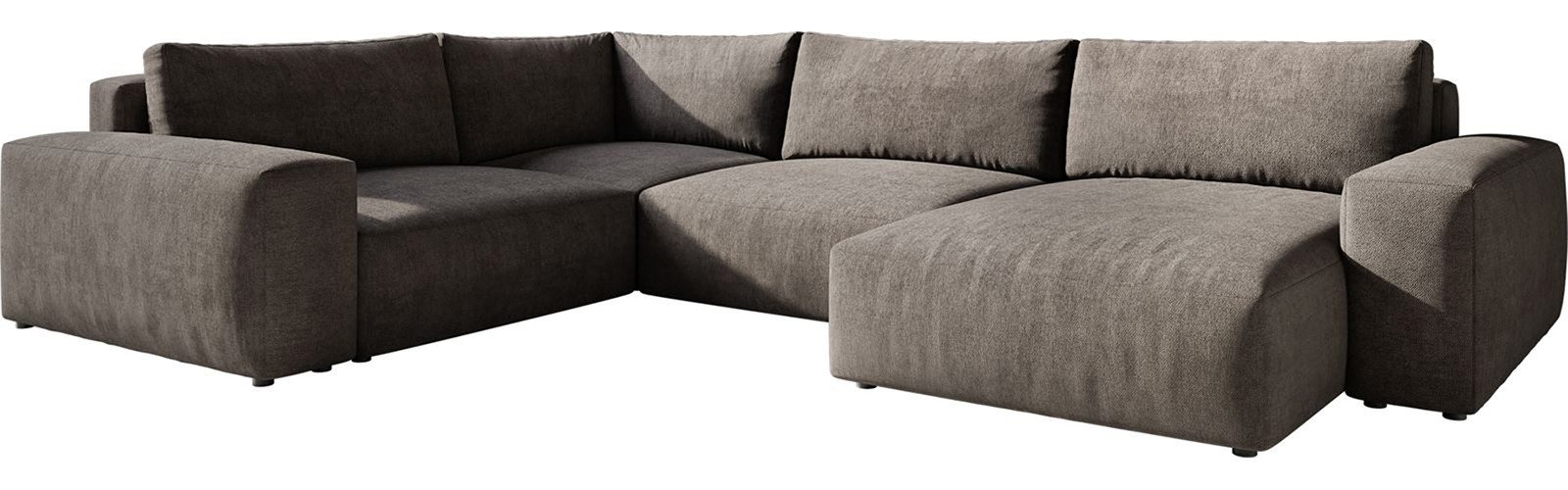 DELIFE Wohnlandschaft Lanzo, XL Mikrofaser Khakibraun 360x260 cm Recamiere variabel