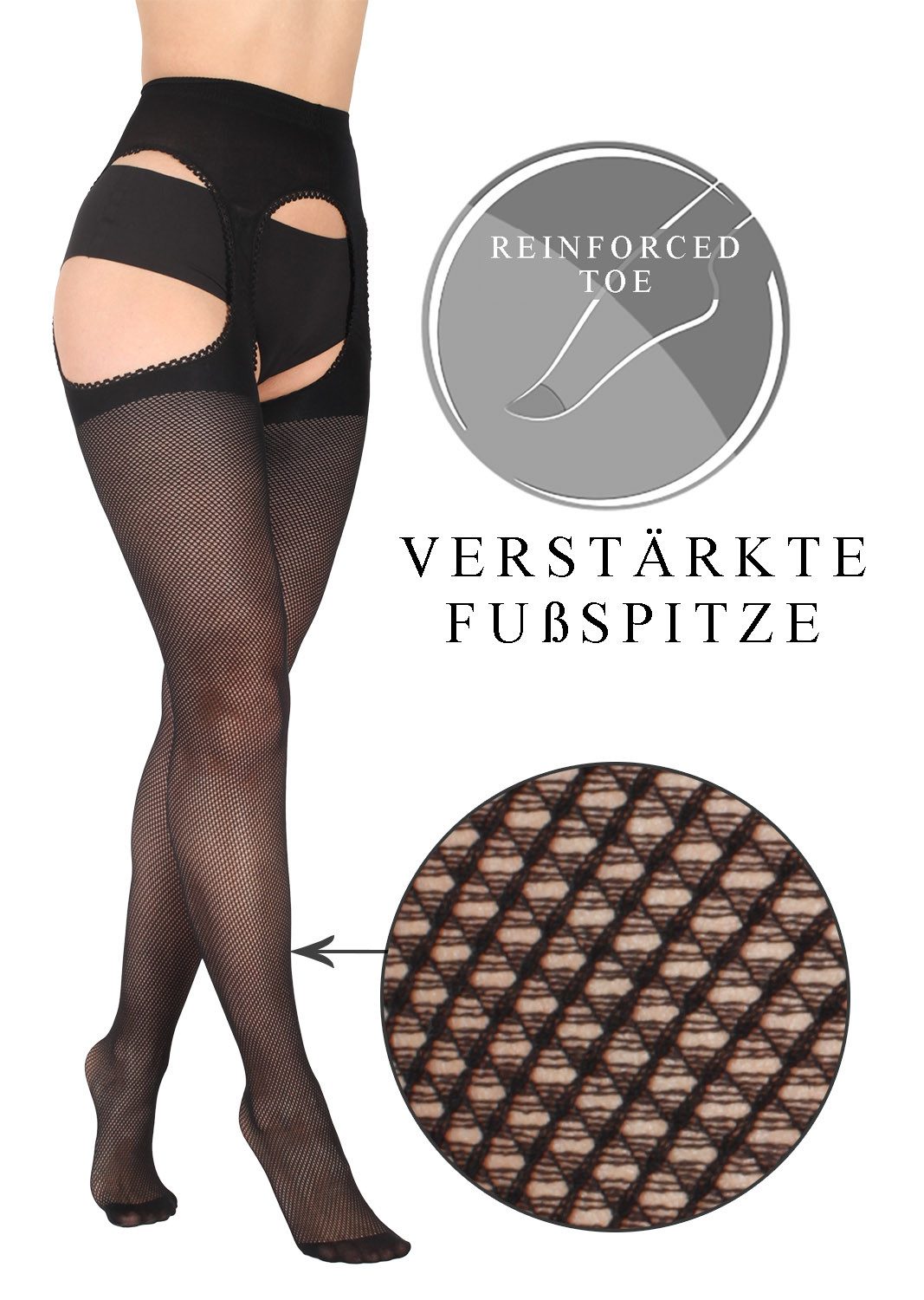 BANANALU Ouvert Strumpfhose schwarze Netzstrumpfhose Ouvert, offener Schritt 40 DEN (3 St)