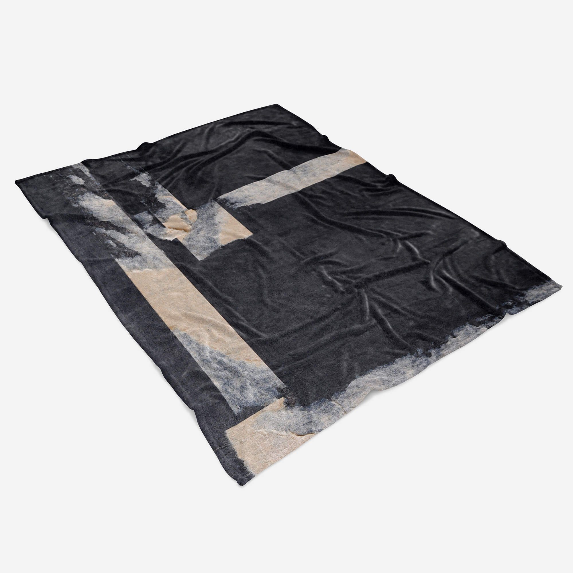 Struktur, Art Fotomotiv (1-St), Kuscheldecke Handtücher Strandhandtuch Handtuch Baumwolle-Polyester-Mix Handtuch Schwarz mit Abstrakt Sinus Saunatuch