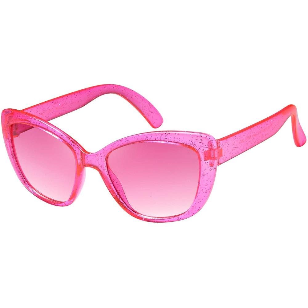 Stil Retrosonnenbrille Bügel durchsichtigen BEZLIT Sonnenbrille Kinder Cat-Eye mit Rosa/Pink (1-St) Mädchen Eyewear