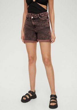 QS Jeansshorts Jeans-Shorts Mom / Relaxed Fit / High Rise / Straight Leg Waschung