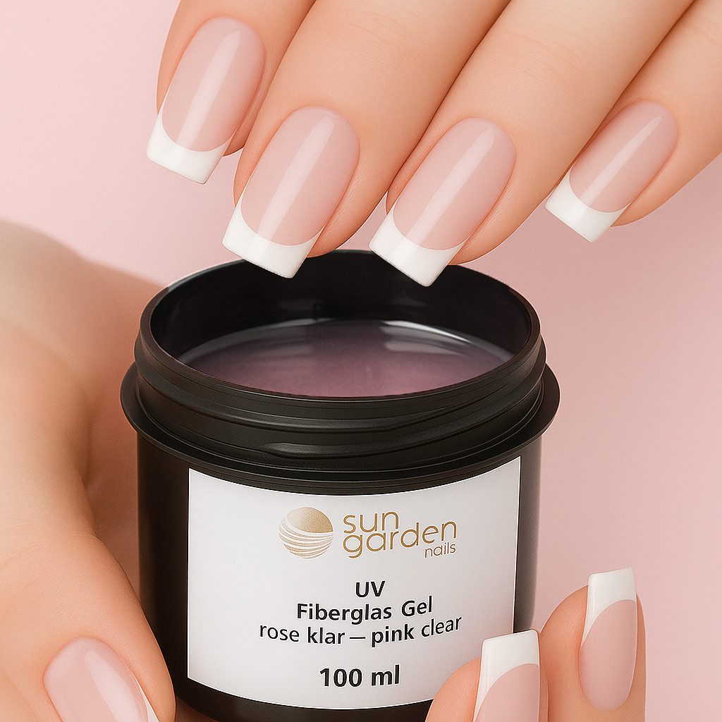 Sun Garden Nails Nageldesign Zubehör Sun Garden Nails UV Fiberglas Gel Rose Klar 100ml ml Aufbaugel, 1-tlg., für die professionelle Nagelmodellage