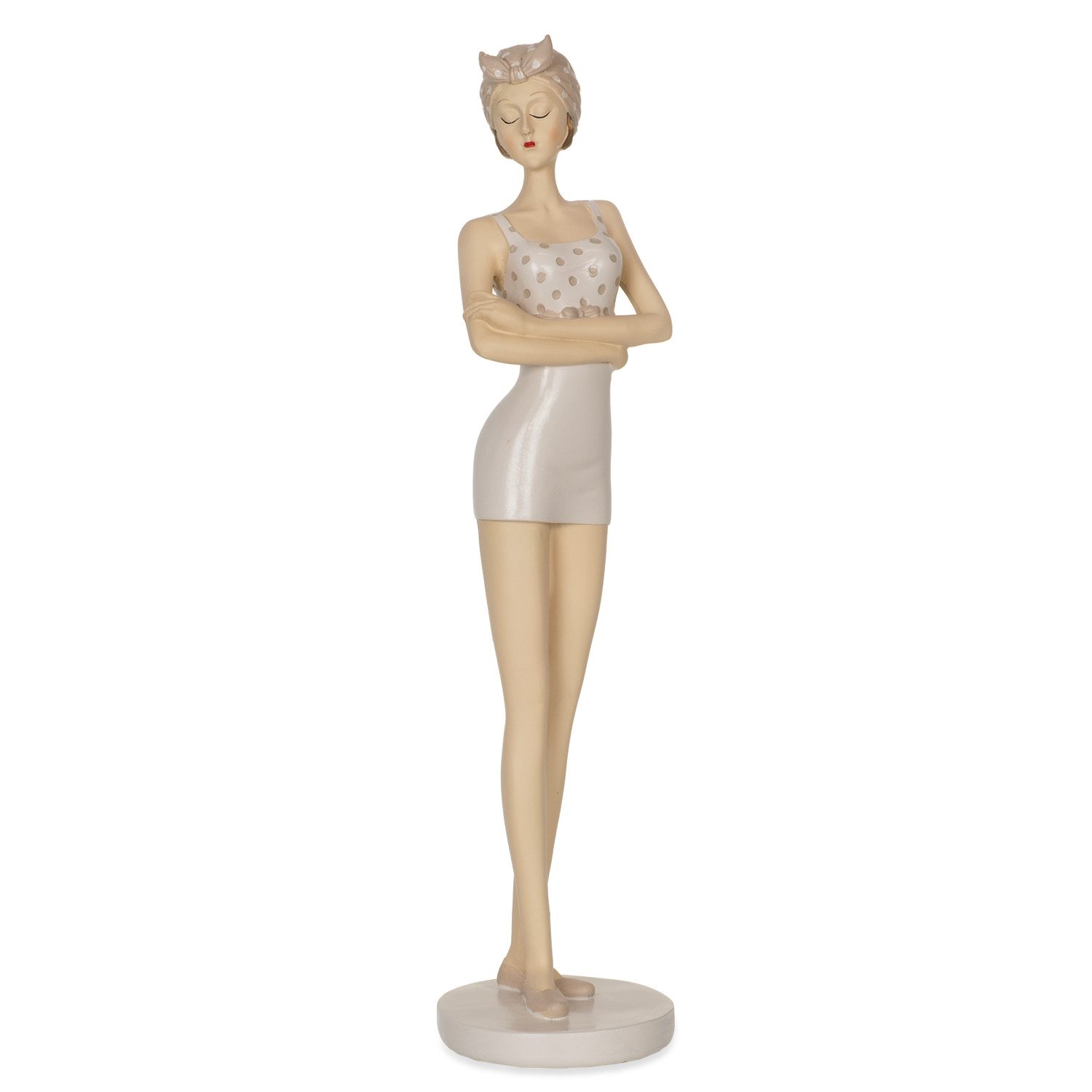 Moritz Dekofigur Dekofigur Badedame Weiß Beige 33?cm Vintage, Polyresin Figuren Deko Geschenk Geometrische TierFigur Modern Skulptur